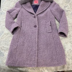 EUC Kate Spade New York Coat, lavender with removable faux fur collar EUC size 4